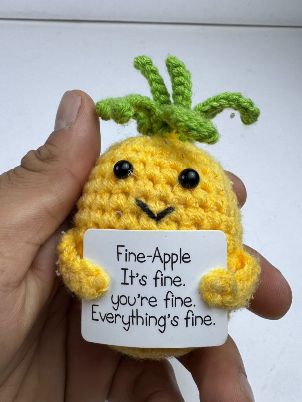 Fine Apple Crochet Pineapple Plush Positive Emotional Support Doll Gift Toy 3.5"